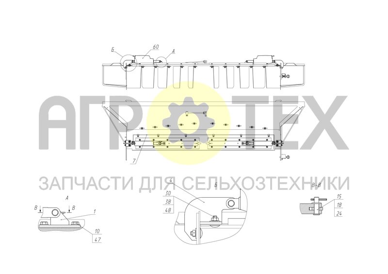 Установка электропривода направляющих разбрасывателя (161.14.03.500) (№15 на схеме)